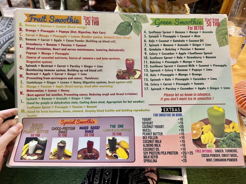 Khunkae's Juice Bar menu