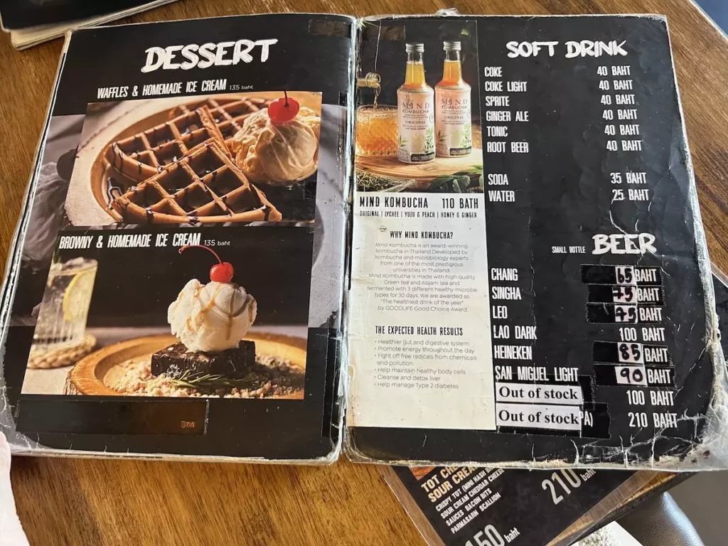 Rock Me Burger menu