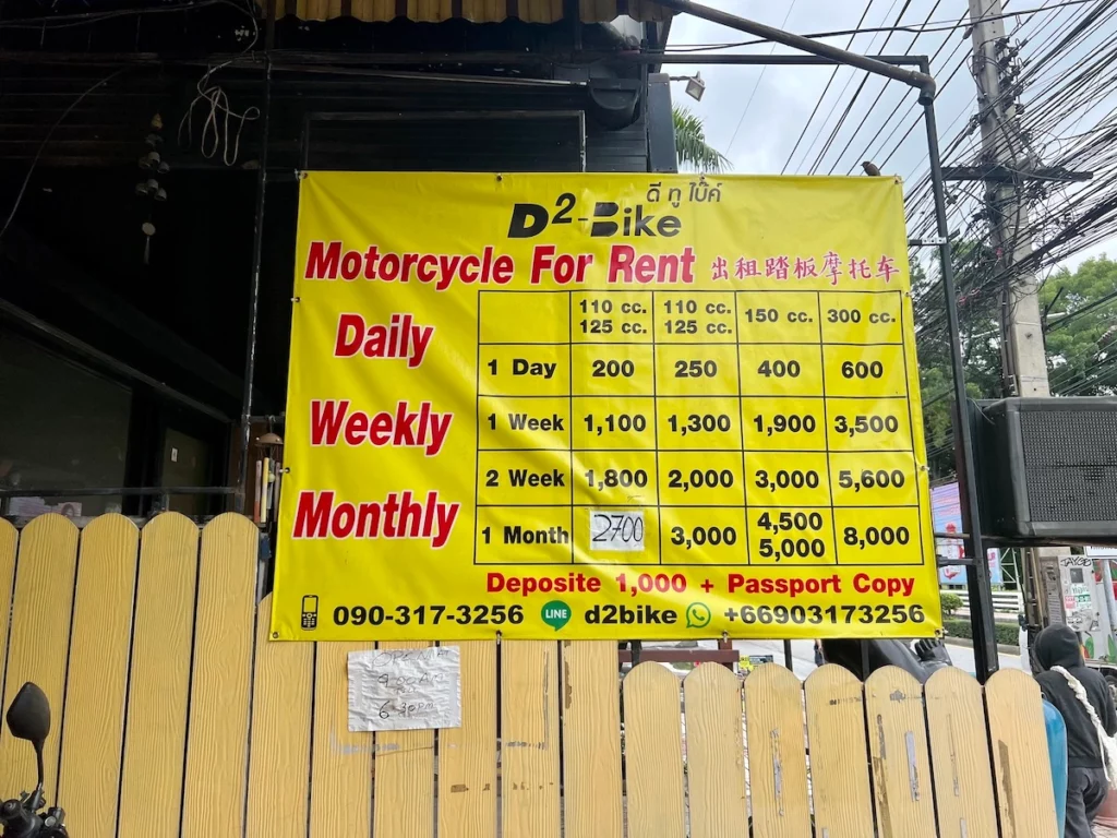 D2 Bike Nimman Motorcycle 租車價格