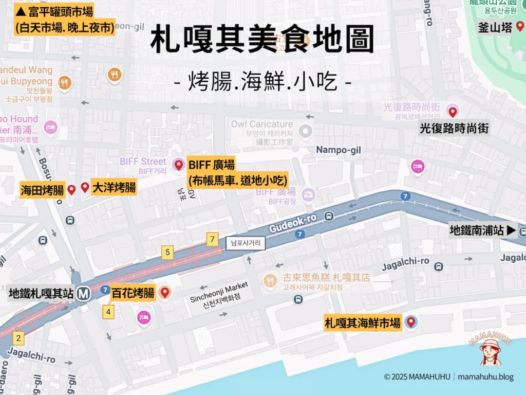 札嘎其美食地圖 烤腸、海鮮、小吃