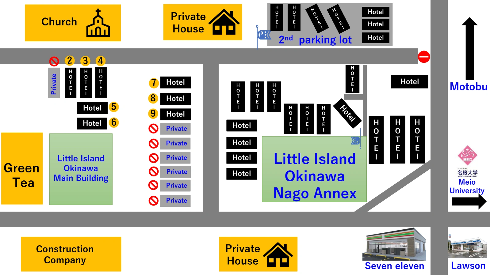 Little Island Okinawa Nago 停車場地圖