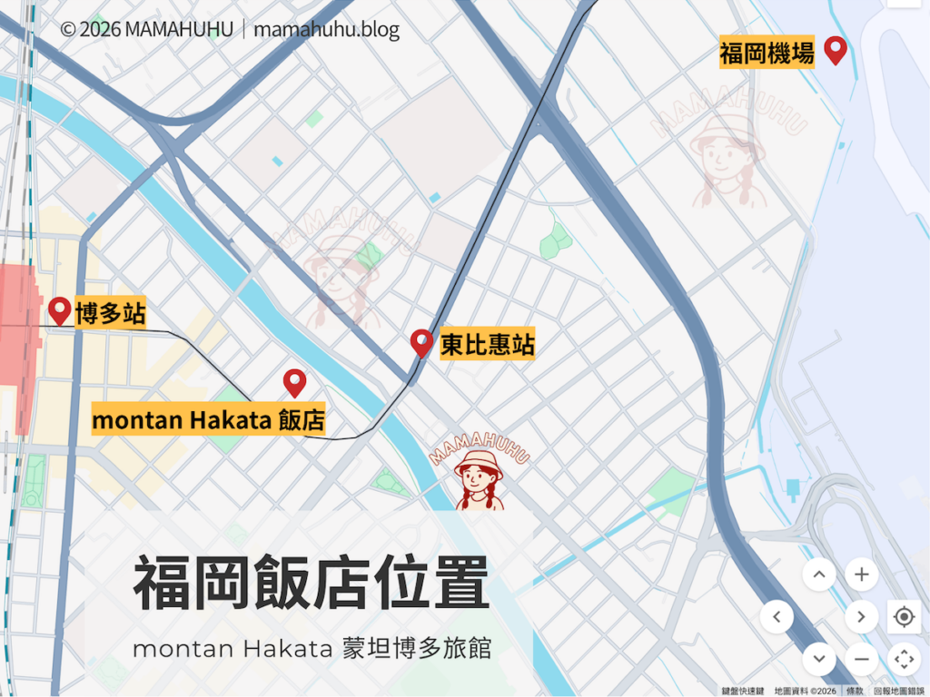 蒙坦博多旅館 montan Hakata 位置