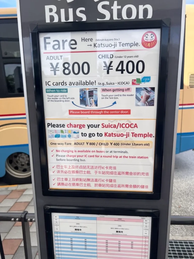 勝尾寺巴士價格